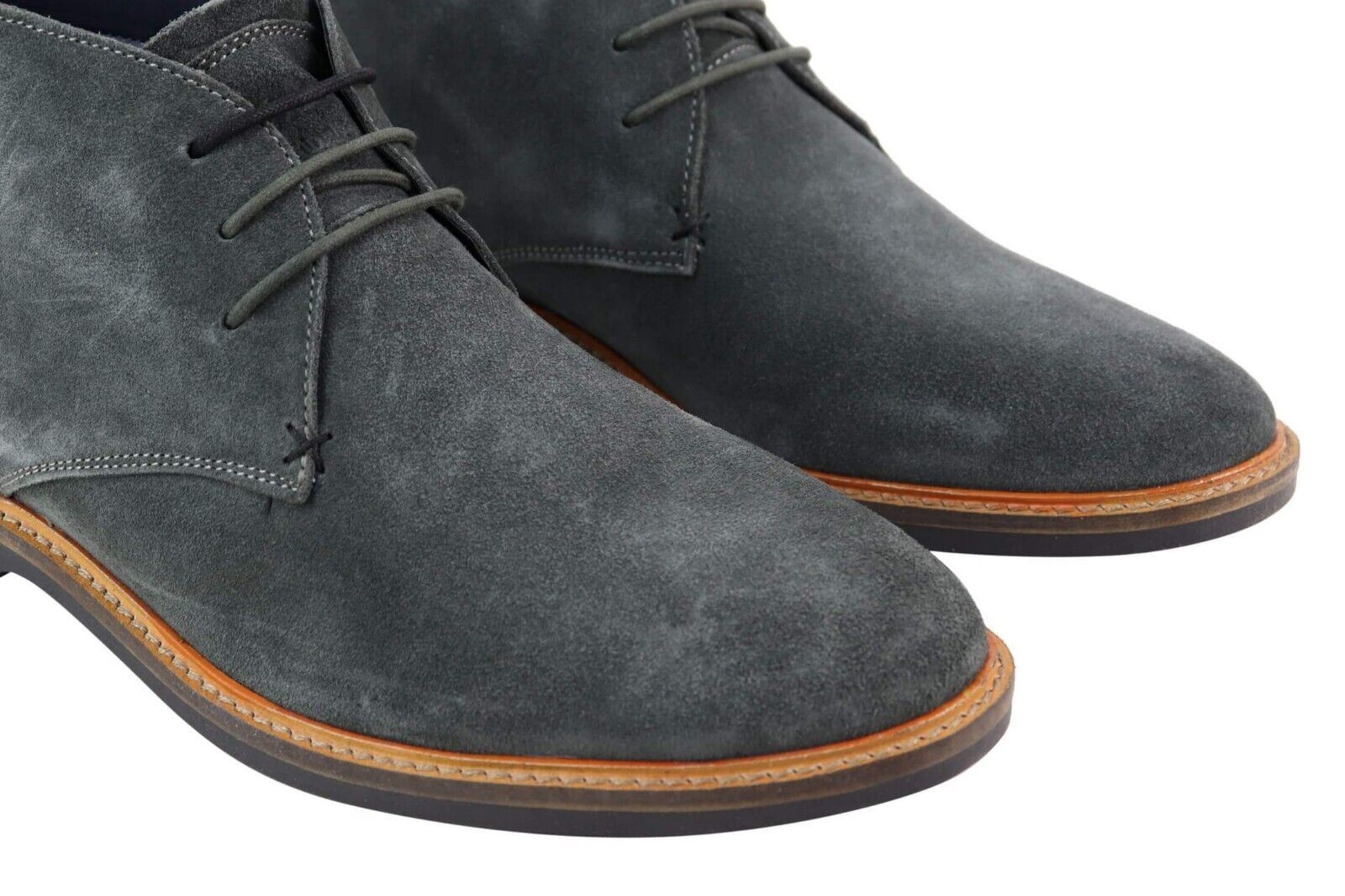Mens Grey Suede Lace Up Chukka Boots - Upperclass Fashions 