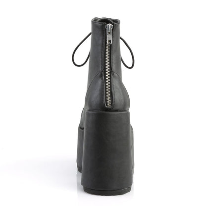 Demonia Camel 203 Black Vegan Leather Platform Ankle Boots