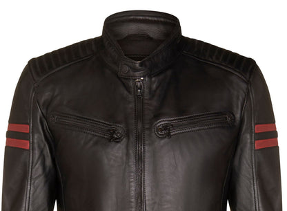 Mens Leather Retro Bomber Jacket - Crewe