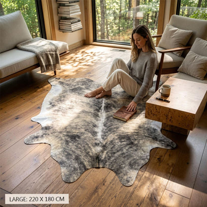 Natural Cow Leather Cowhide Hairon Rug - Light Brindle