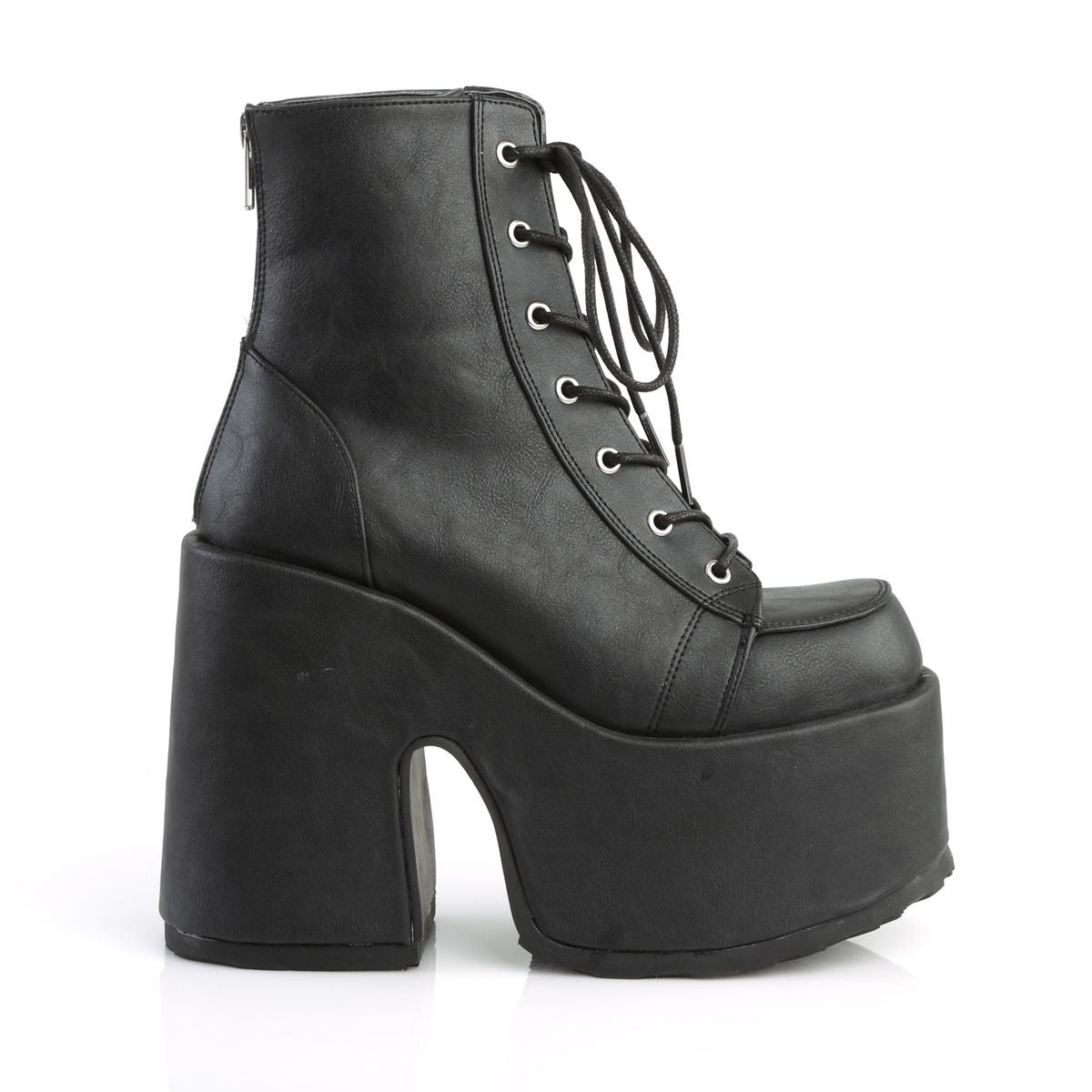 Demonia Camel 203 Black Vegan Leather Platform Ankle Boots
