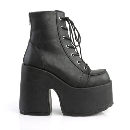 Demonia Camel 203 Black Vegan Leather Platform Ankle Boots