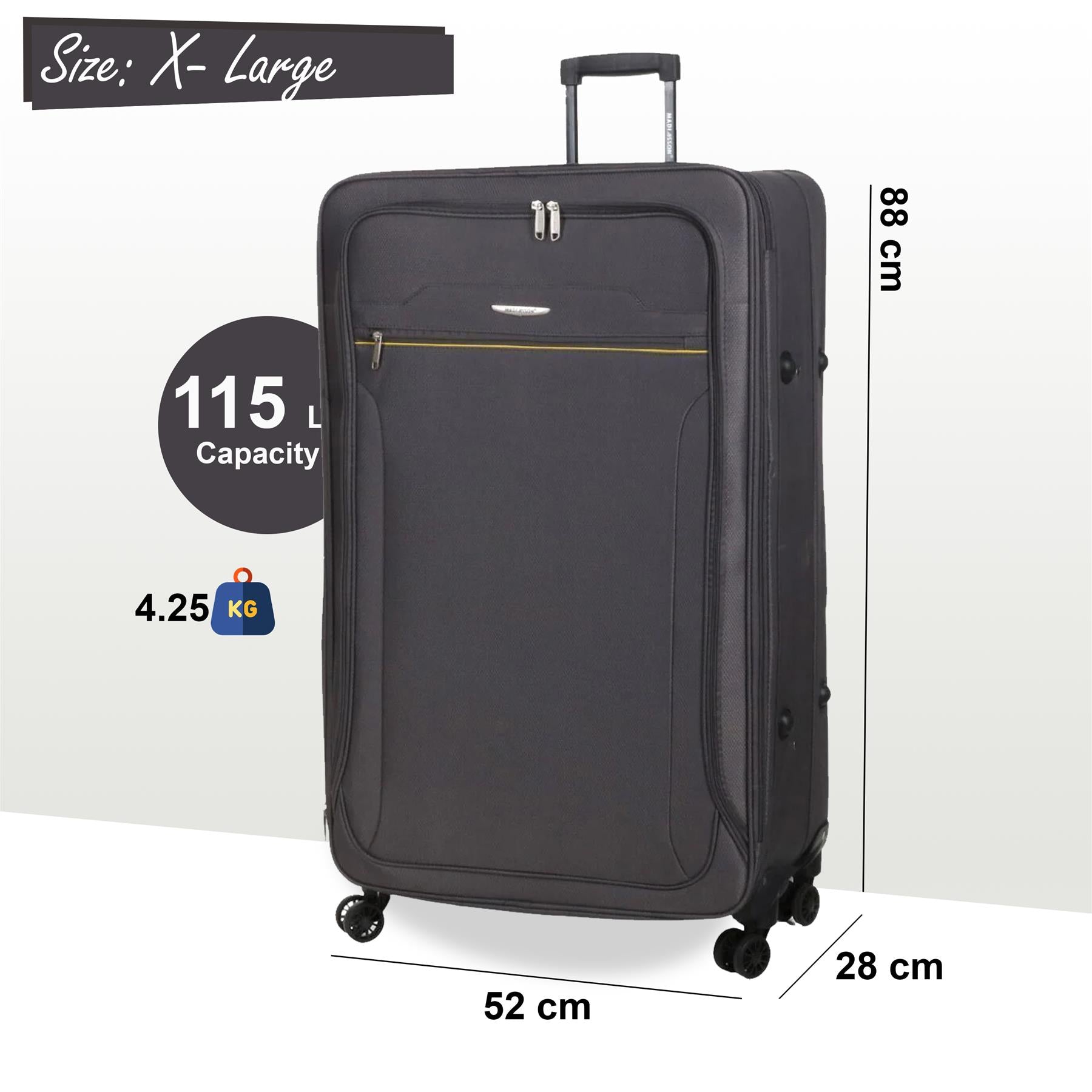 Calera Extra Large Soft Shell Suitcase in Grey