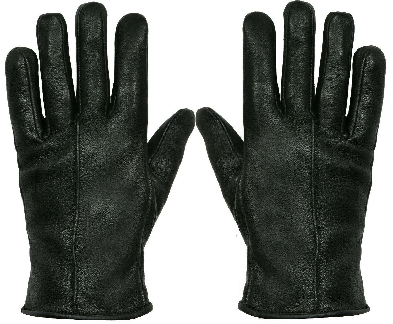 WOMENS BLACK CLASSIC SOFT REAL 100% LEATHER GLOVES THERMAL LINED DRIVING FITTED - Upperclass Fashions 