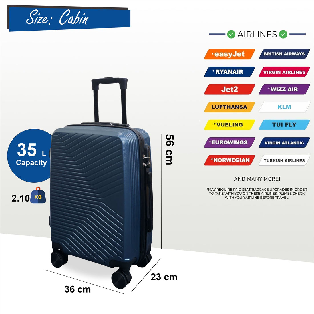 Junee Cabin Hard Shell Suitcase in Blue