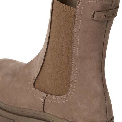 Tamaris Womens Dune Taupe Brown Leather Classic High Pull-On Chelsea Ankle Boots