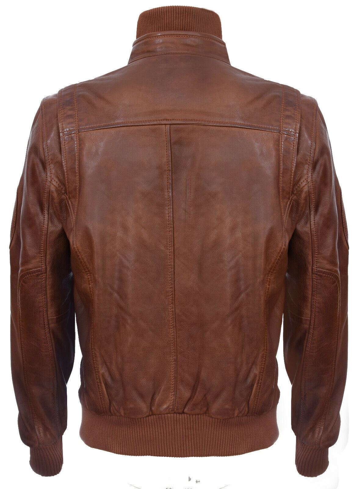 Mens Smart Leather Varsity Bomber Jacket-Chesterfield - Upperclass Fashions 