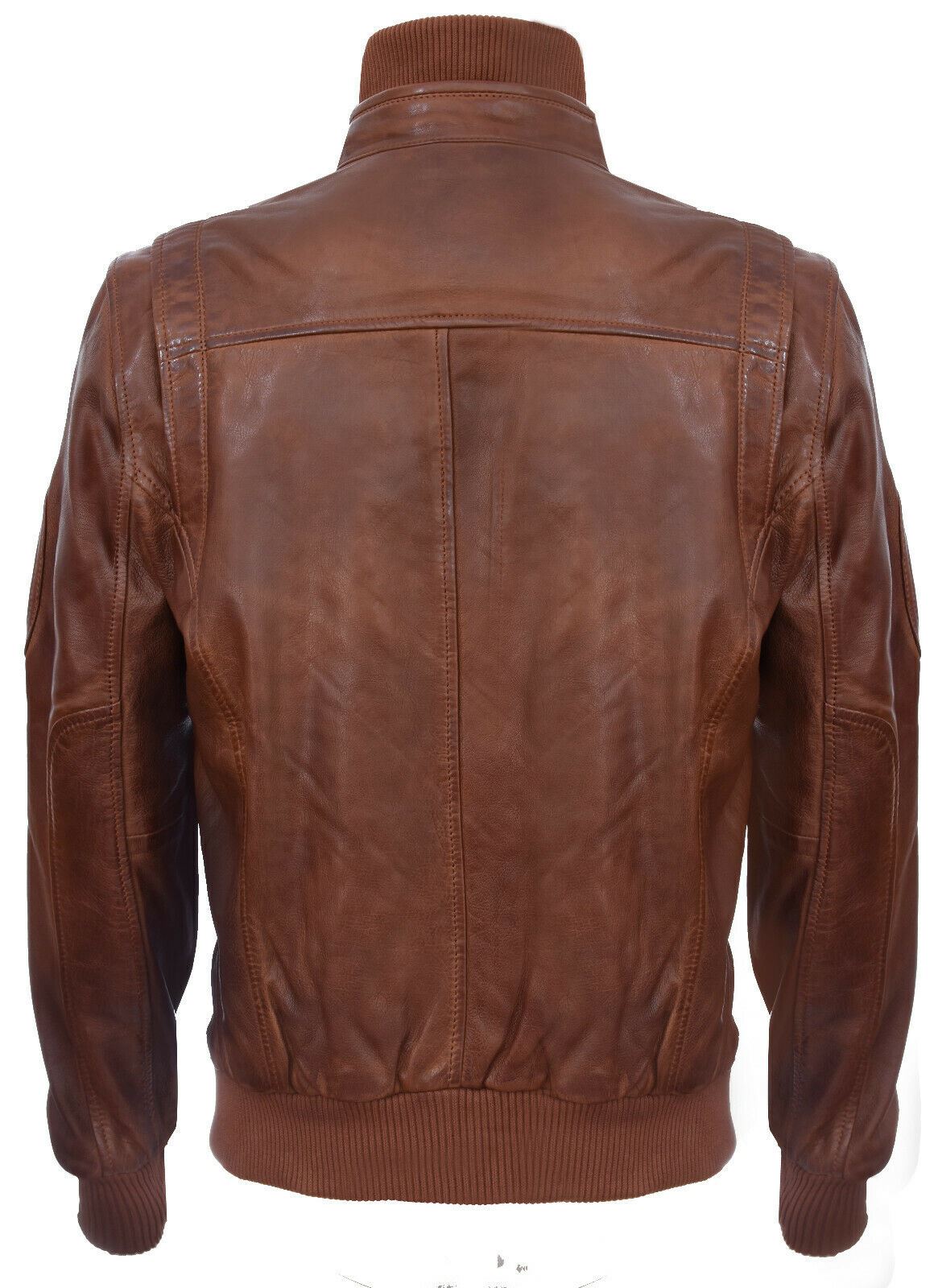 Mens Smart Leather Varsity Bomber Jacket-Chesterfield