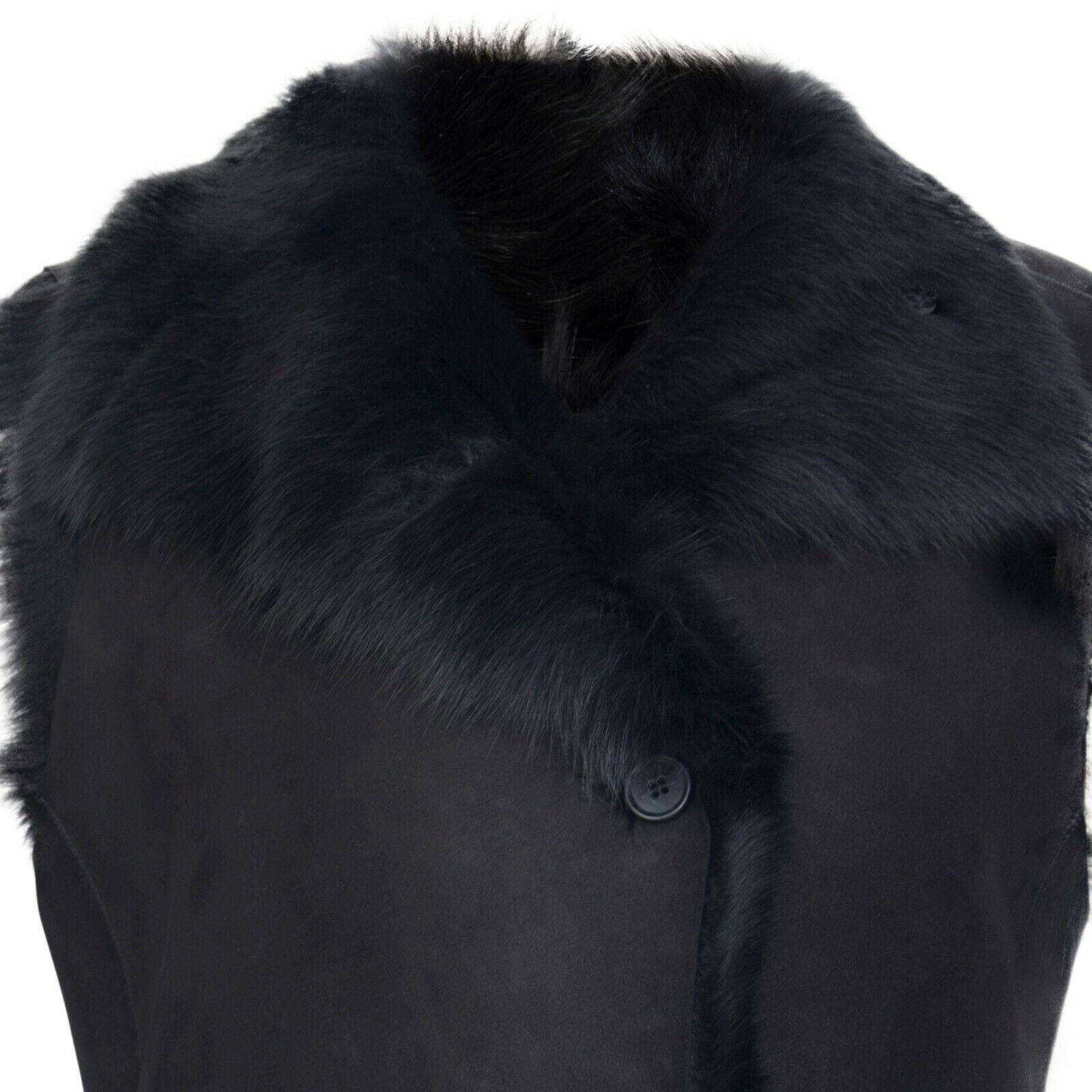Womens Toscana Black Sheepskin Buttoned Gilet-Seaton