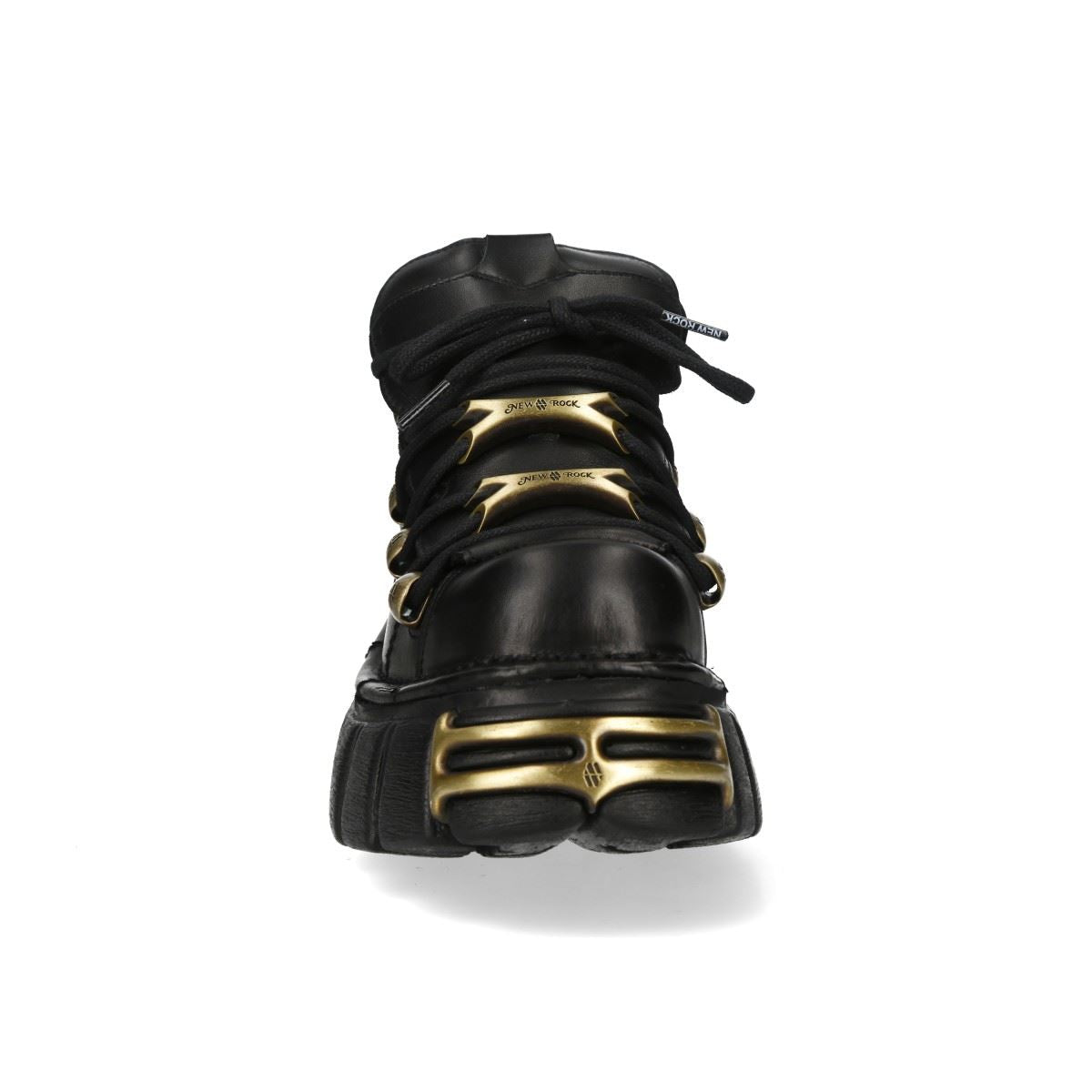 New Rock Black Leather Gothic Platform Ankle Boots - M-120N-C116