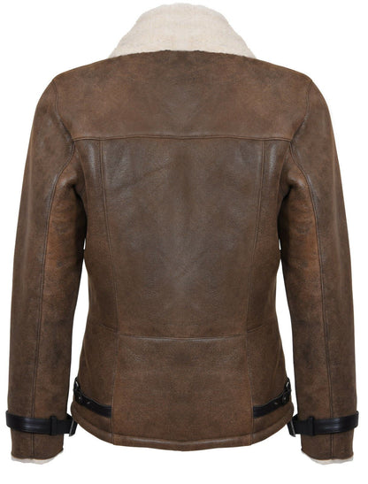 Mens Breasted Sheepskin Leather Biker Jacket-Heathfield - Upperclass Fashions 