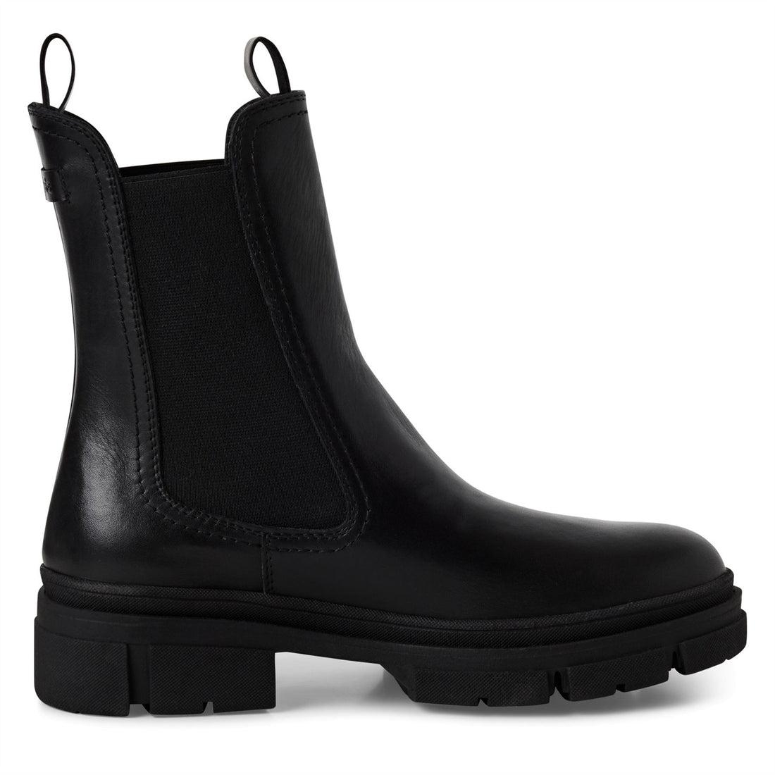 Tamaris Womens Black Leather Classic High Pull-On Chelsea Ankle Boots