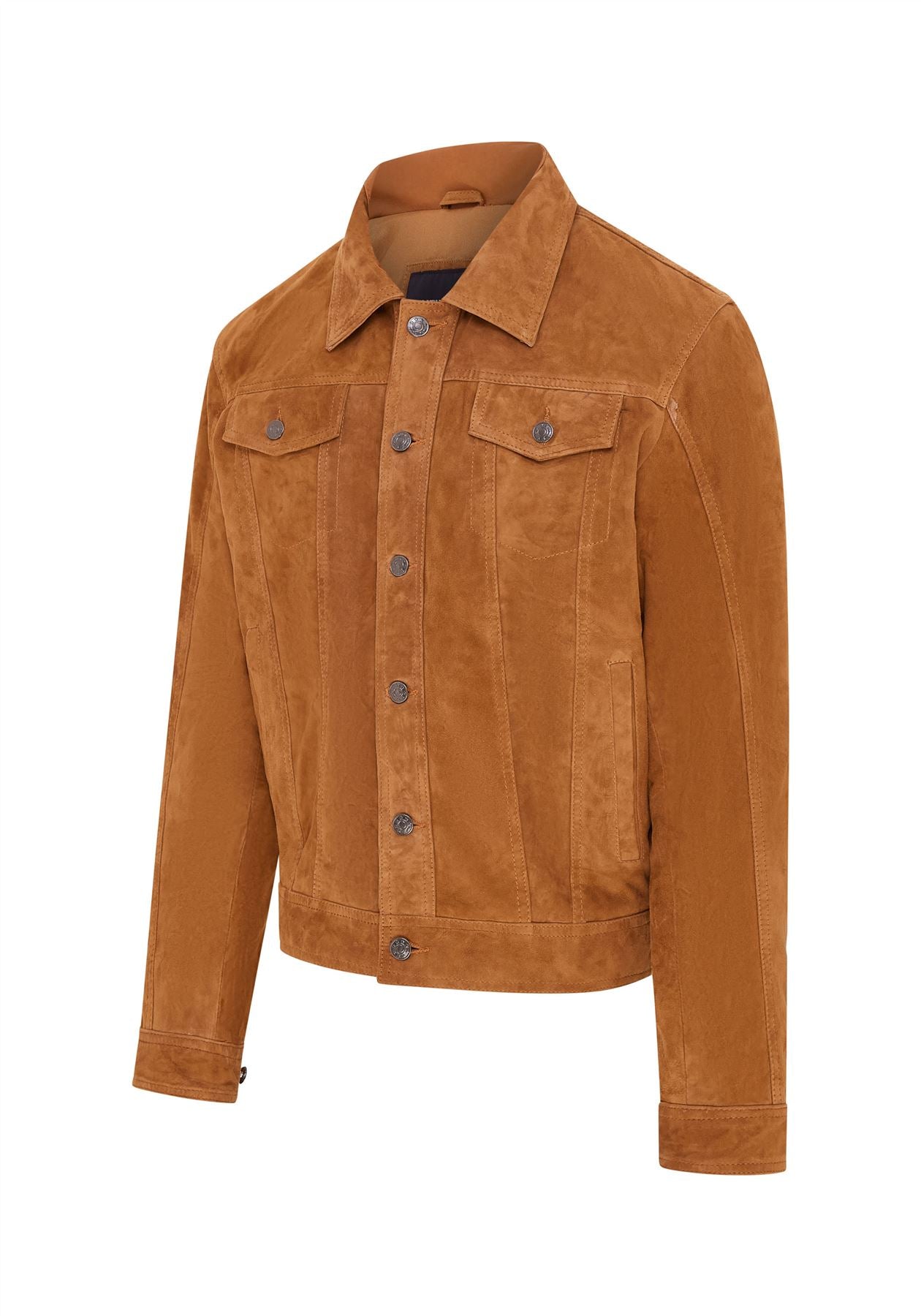 Mens Goat Suede Leather Jeans Jacket- Nurmes