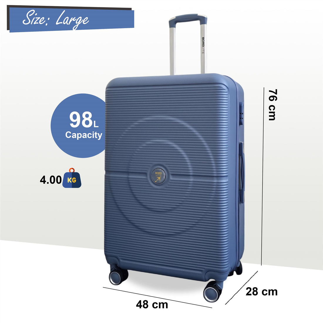 Seto Large Hard Shell Suitcase in Light Blue