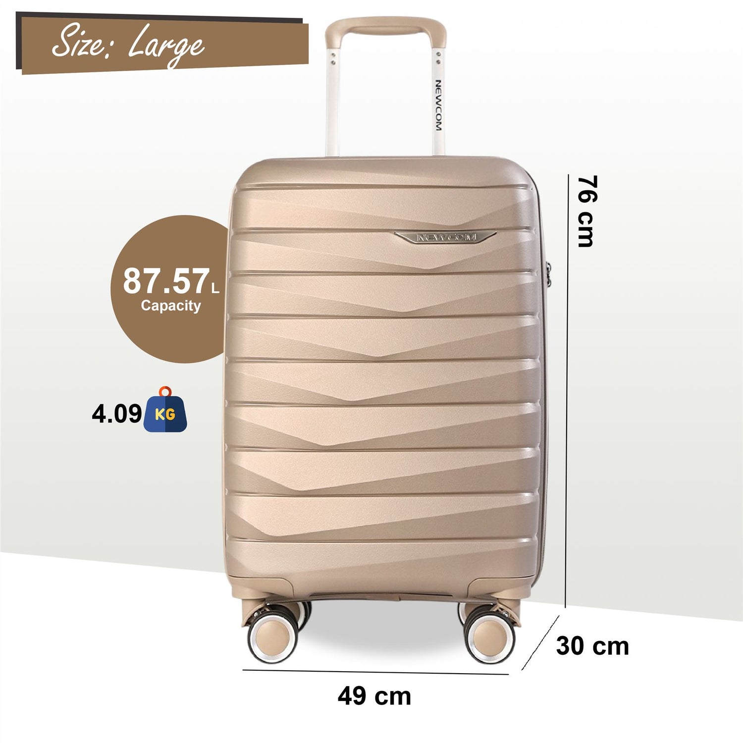 Forster Large Hard Shell TSA Suitcase in Champagne Beige