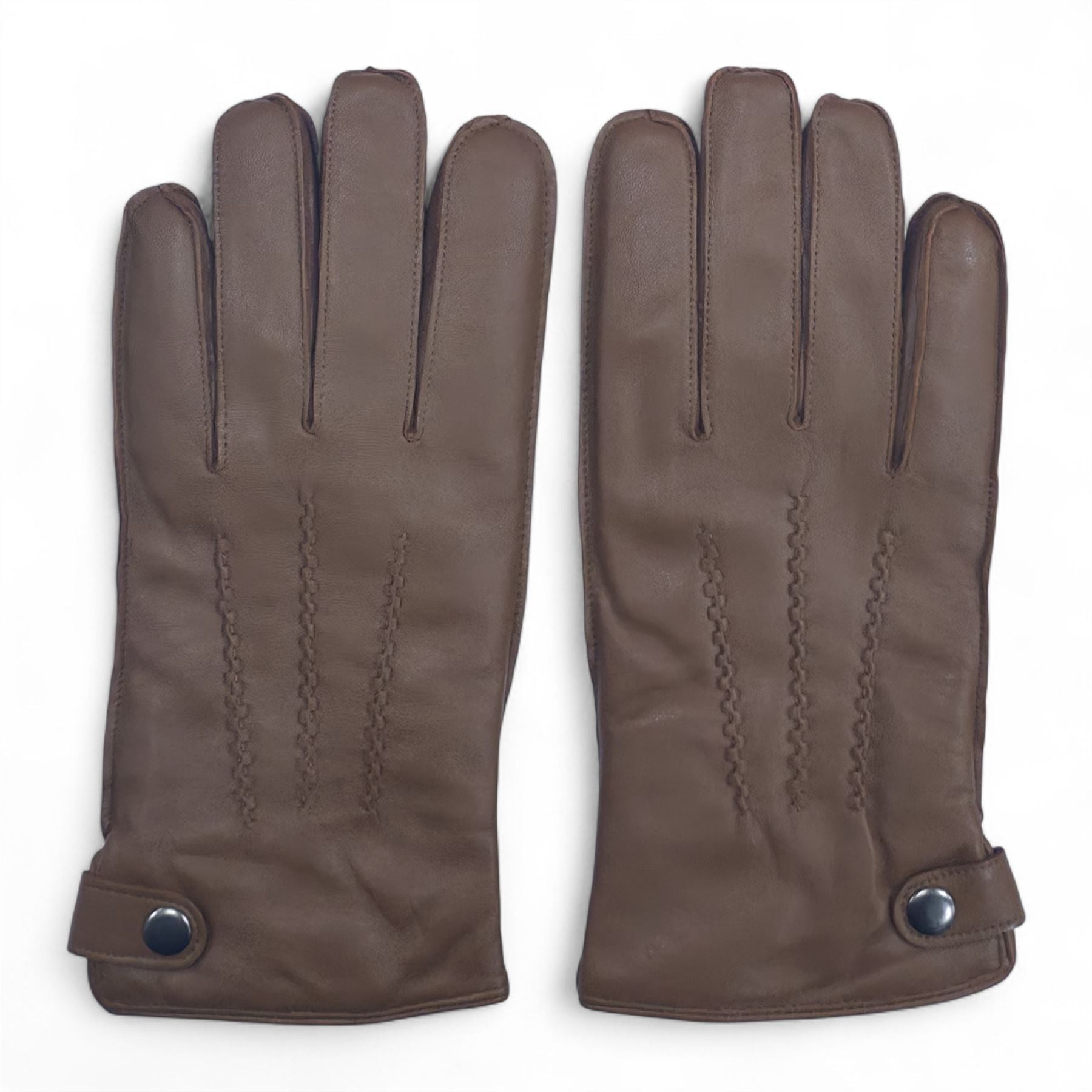Men’s Italian Leather Warm Wool-Lined Winter Gloves - M-LGV-505