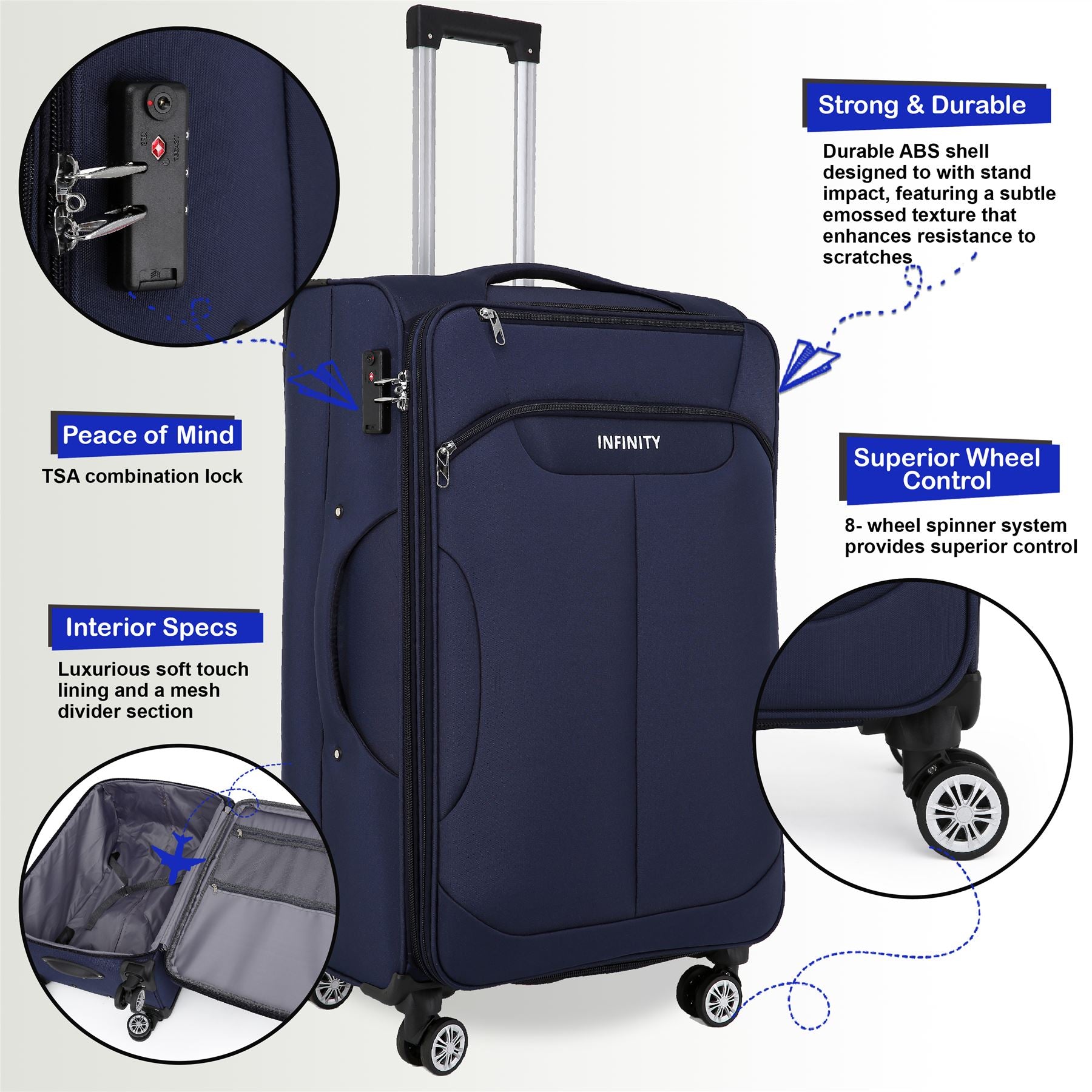 Delta Cabin Hard Shell Suitcase in Navy