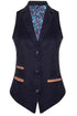 Womens 1920s Navy Blue Wool Classic Retro Vintage Waistcoat - Upperclass Fashions 