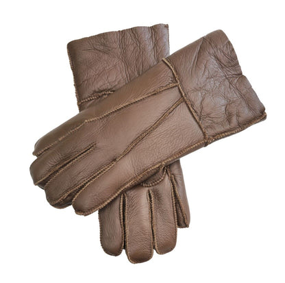 Unisex Sheepskin Leather Gloves with Roll Up/Down Cuff