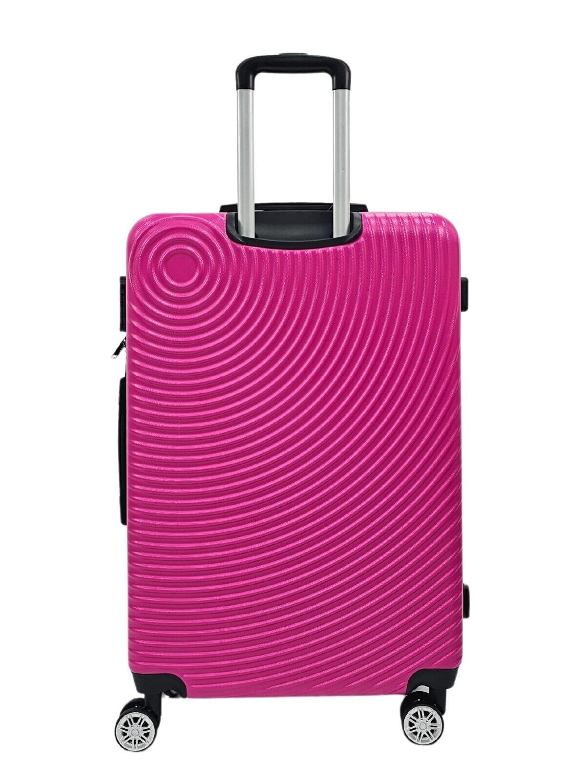 Hard Shell Fuschia Cabin Suitcase Set 8 Wheel Luggage Case Travel Bag