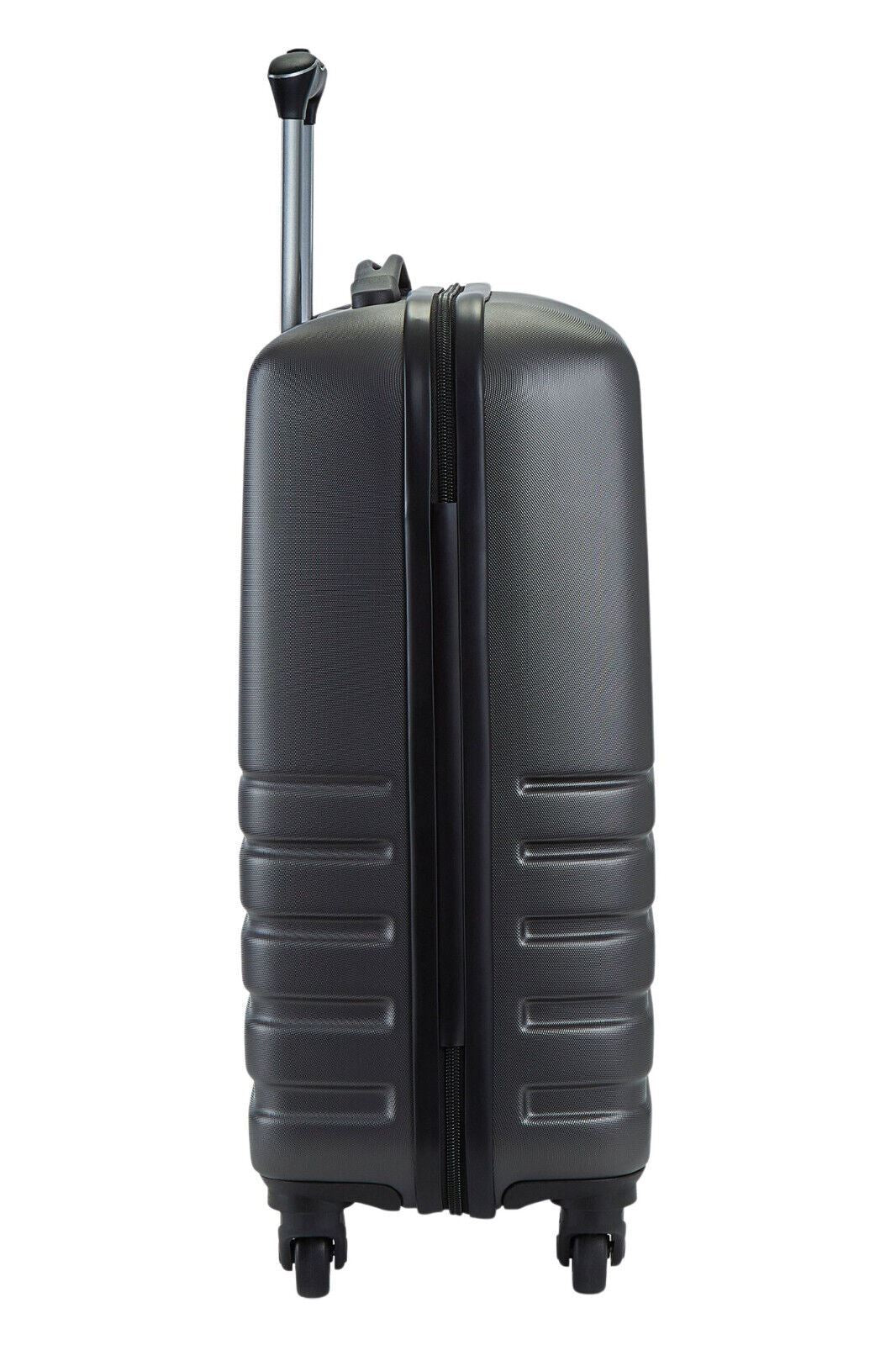 Hard Shell Charcoal Suitcase Set 4 Wheel Cabin Luggage Trolley Travel Bag