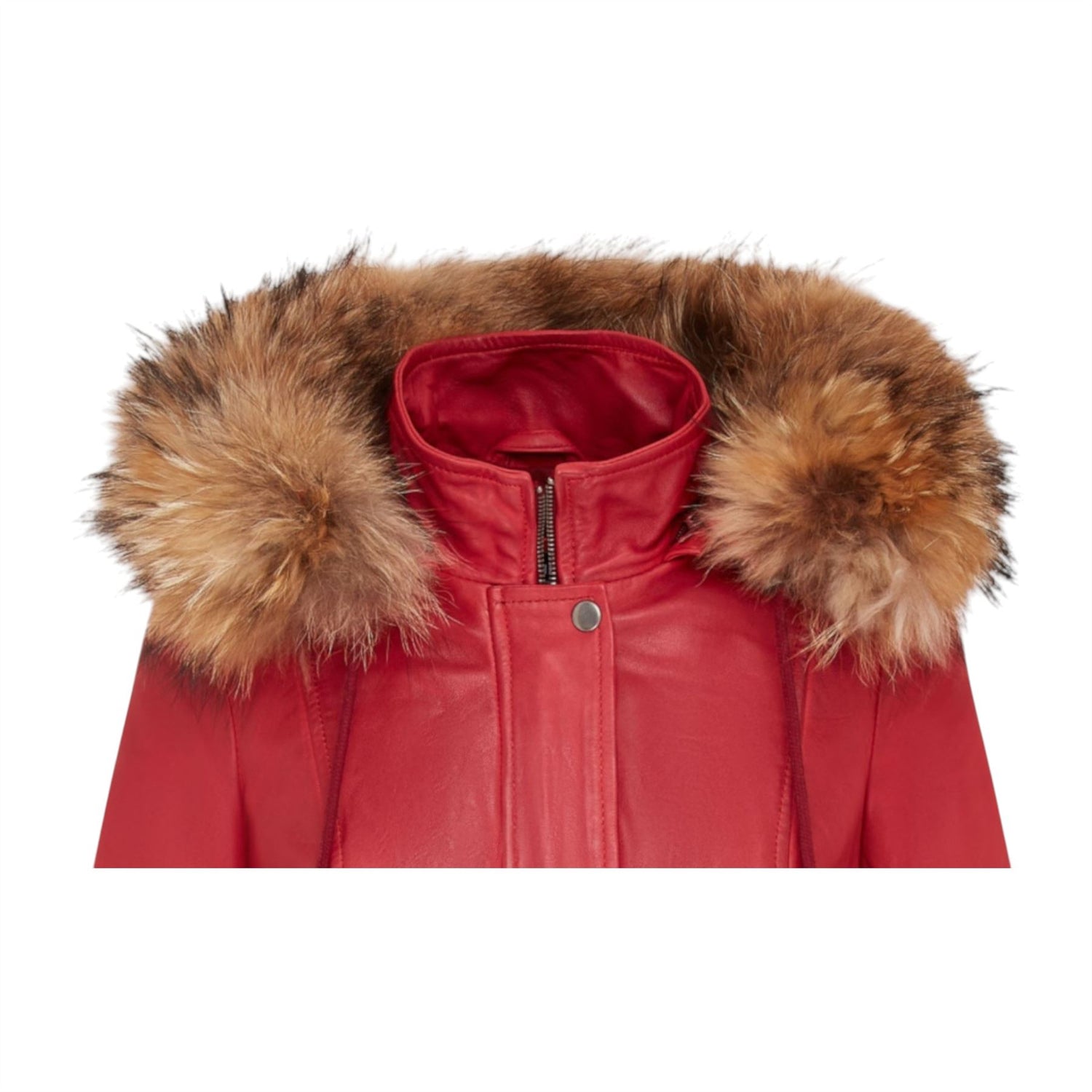 Womens Warm Leather Hooded Parka Jacket-Northwich