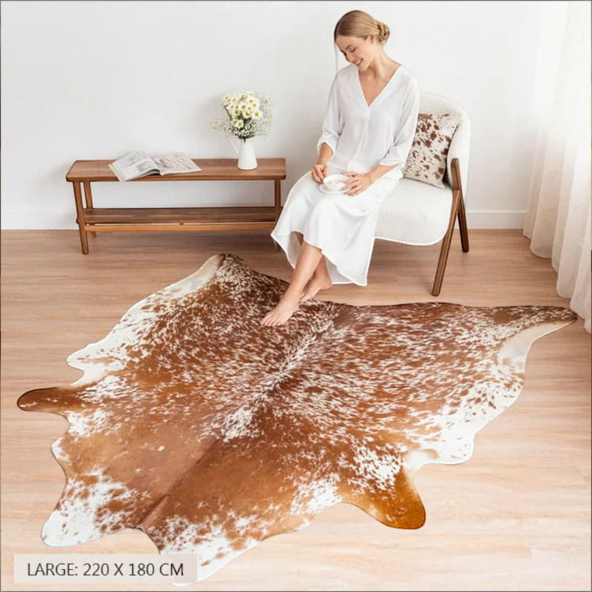 Genuine Cowhide Natural Leather Hairon Rug - Salt &amp; Papper