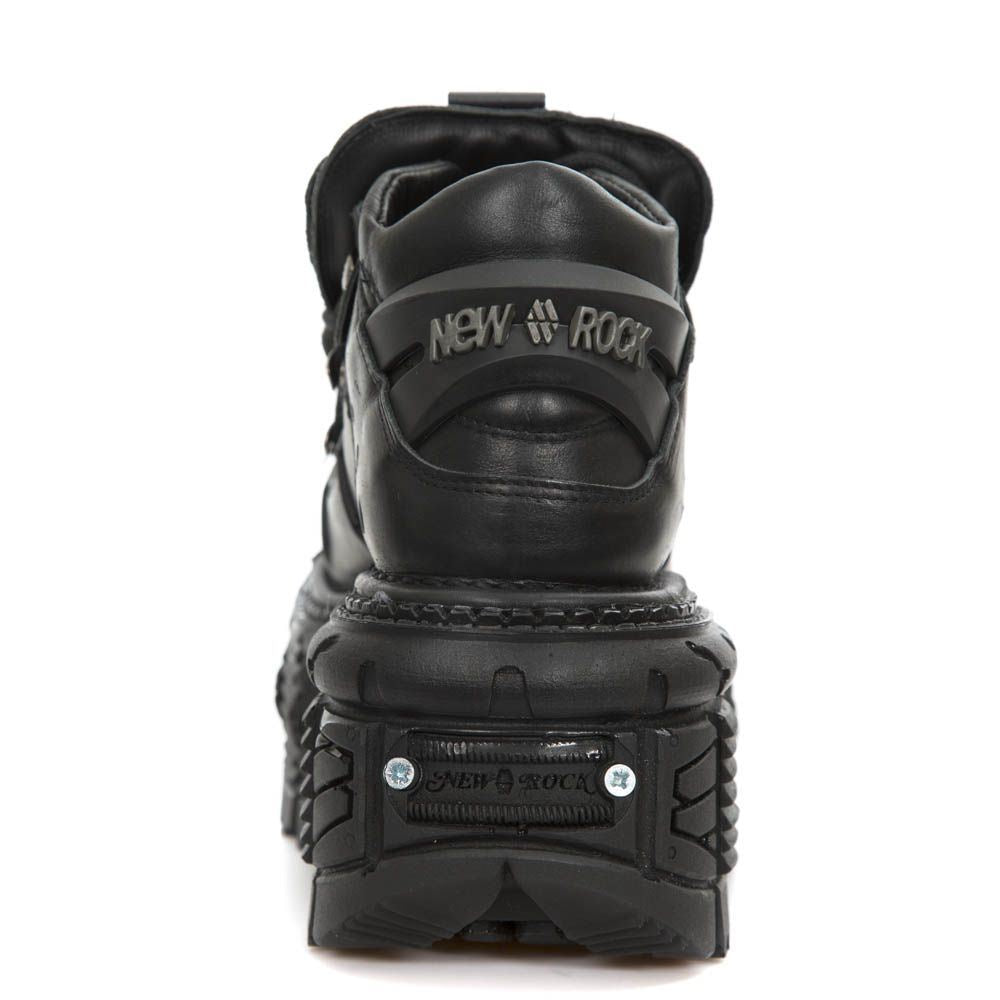 New Rock Unisex Metallic Black Leather Gothic Boots- M-TANK106-C2 - Upperclass Fashions 