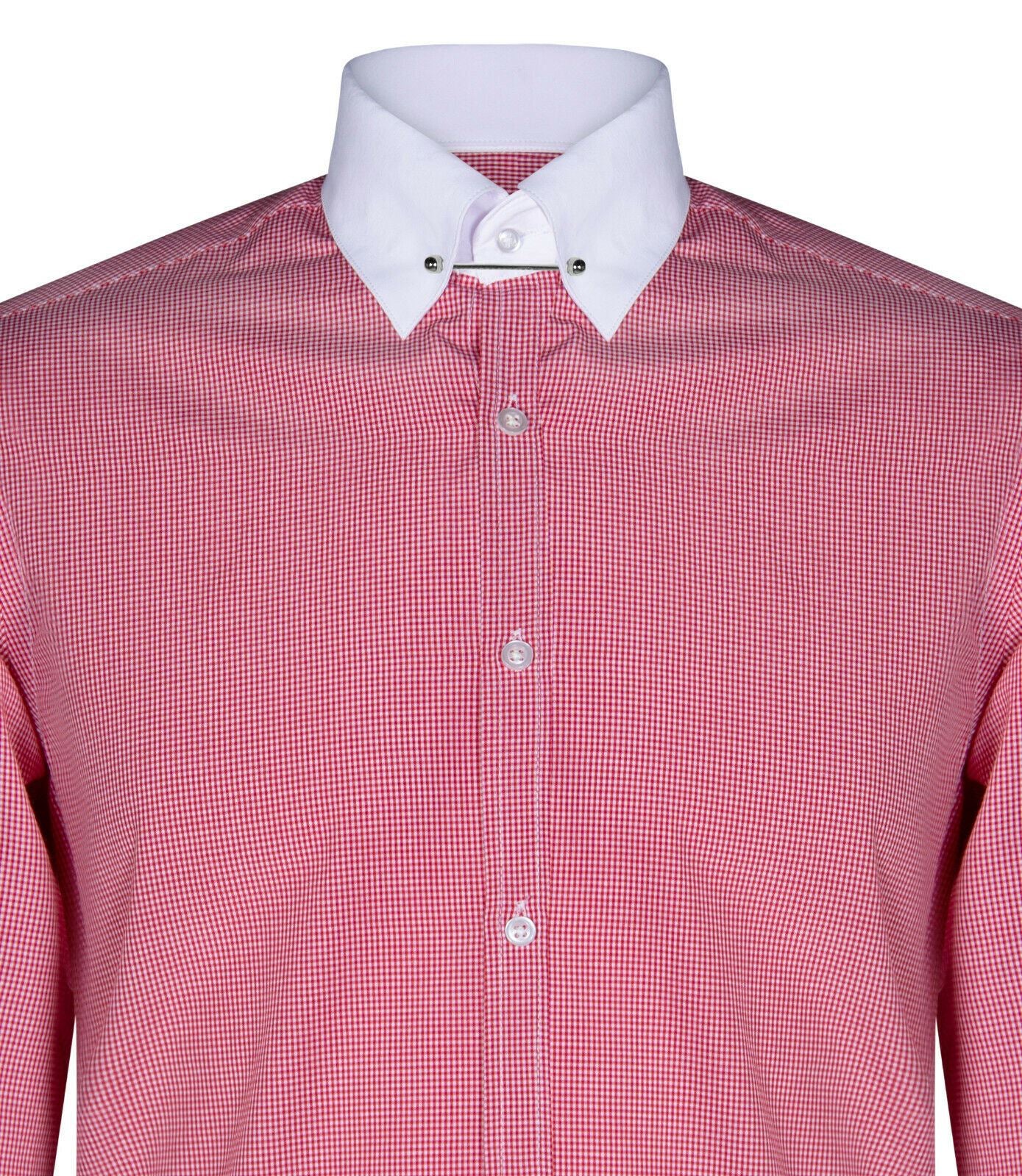 Mens Club Collar Red Shirt 1920s Peaky Blinders With Bar Poplin Pin Smart Casual