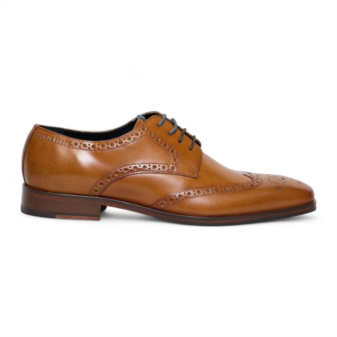 Antique Rogue Men’s Tan Brown Leather Oxford Derby Brogue - Luca