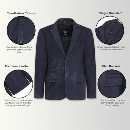 Mens Slim Goat Suede Italian Blazer Jacket-Somero