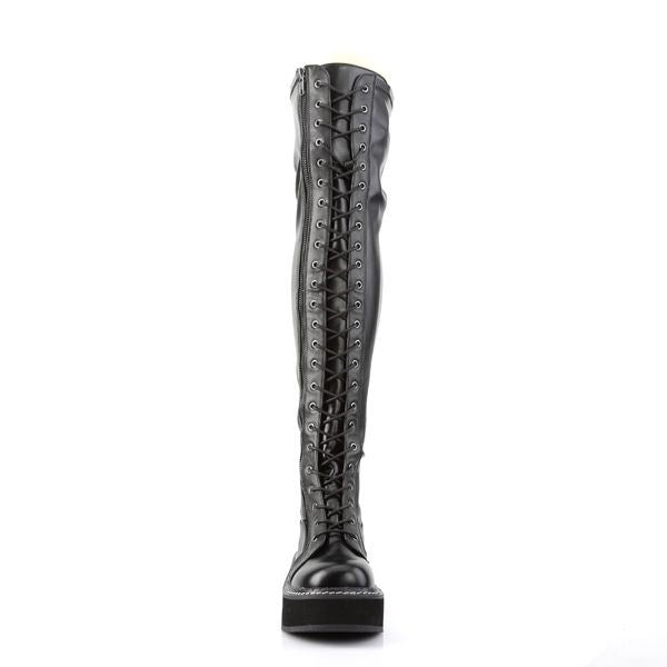 Demonia Emily 375 Black Thigh High Gothic Boots