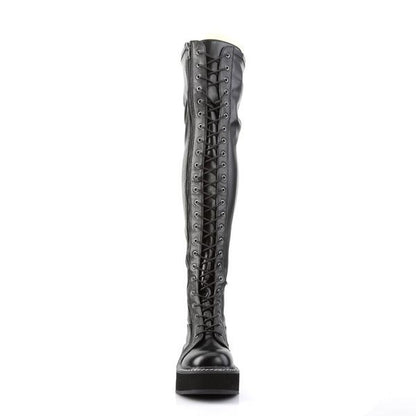 Demonia Emily 375 Black Thigh High Gothic Boots