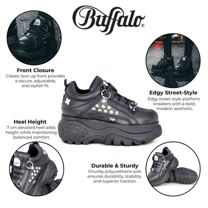 Buffalo Womens Black Studded Chunky Platform Fashion Trainers - 1339-14-PUNK