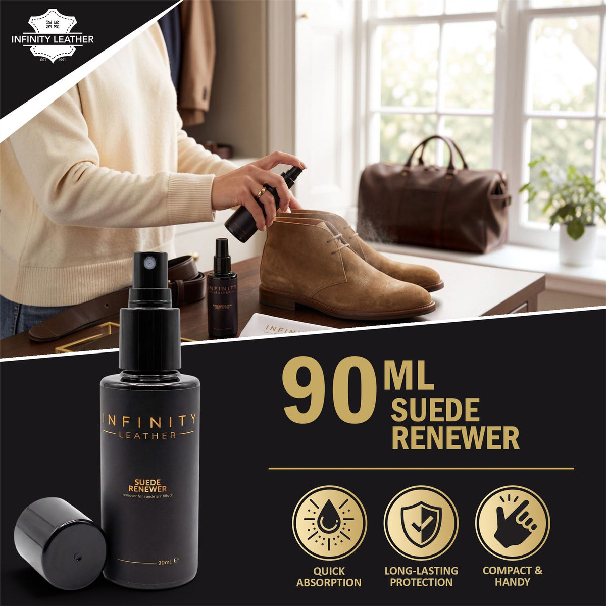Suede &amp; Nubuck Colour Restorer Spray, 2 Pack Suede Renewer