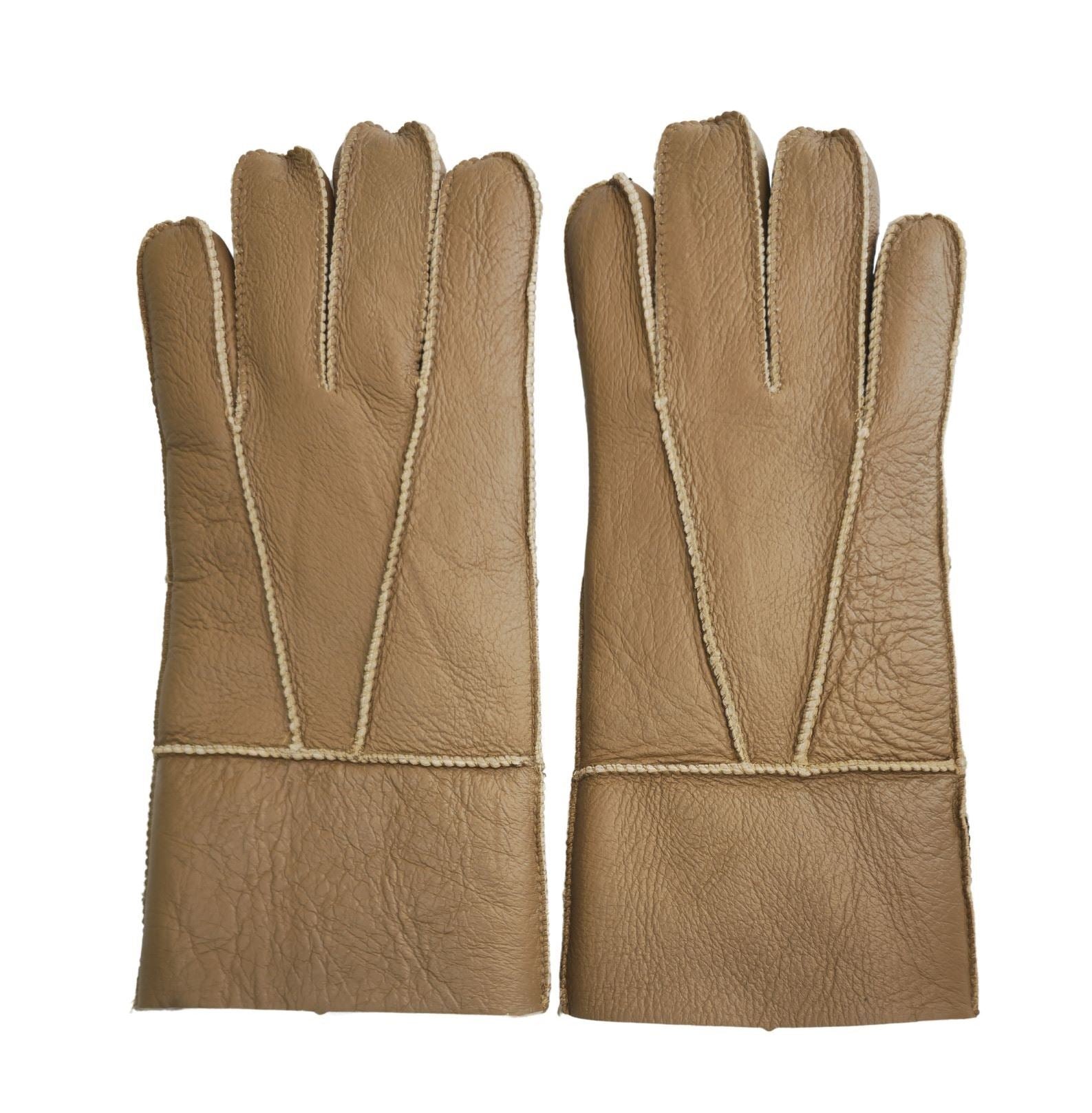 Unisex Sheepskin Leather Gloves with Roll Up/Down Cuff