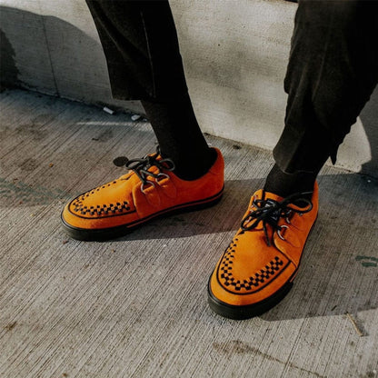 TUK Pointed Creeper Sneaker Orange Cow Suede Platform Shoes - A9182
