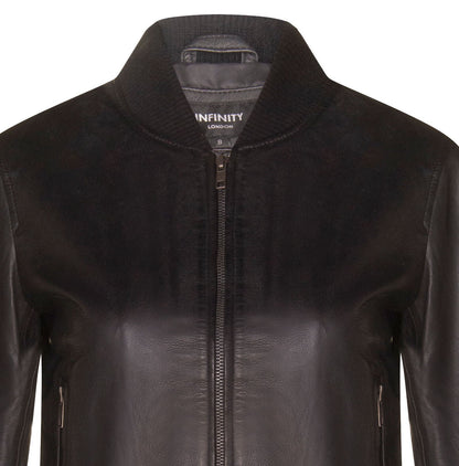 Womens Classic MA-1 Leather Bomber Jacket-Newcastle