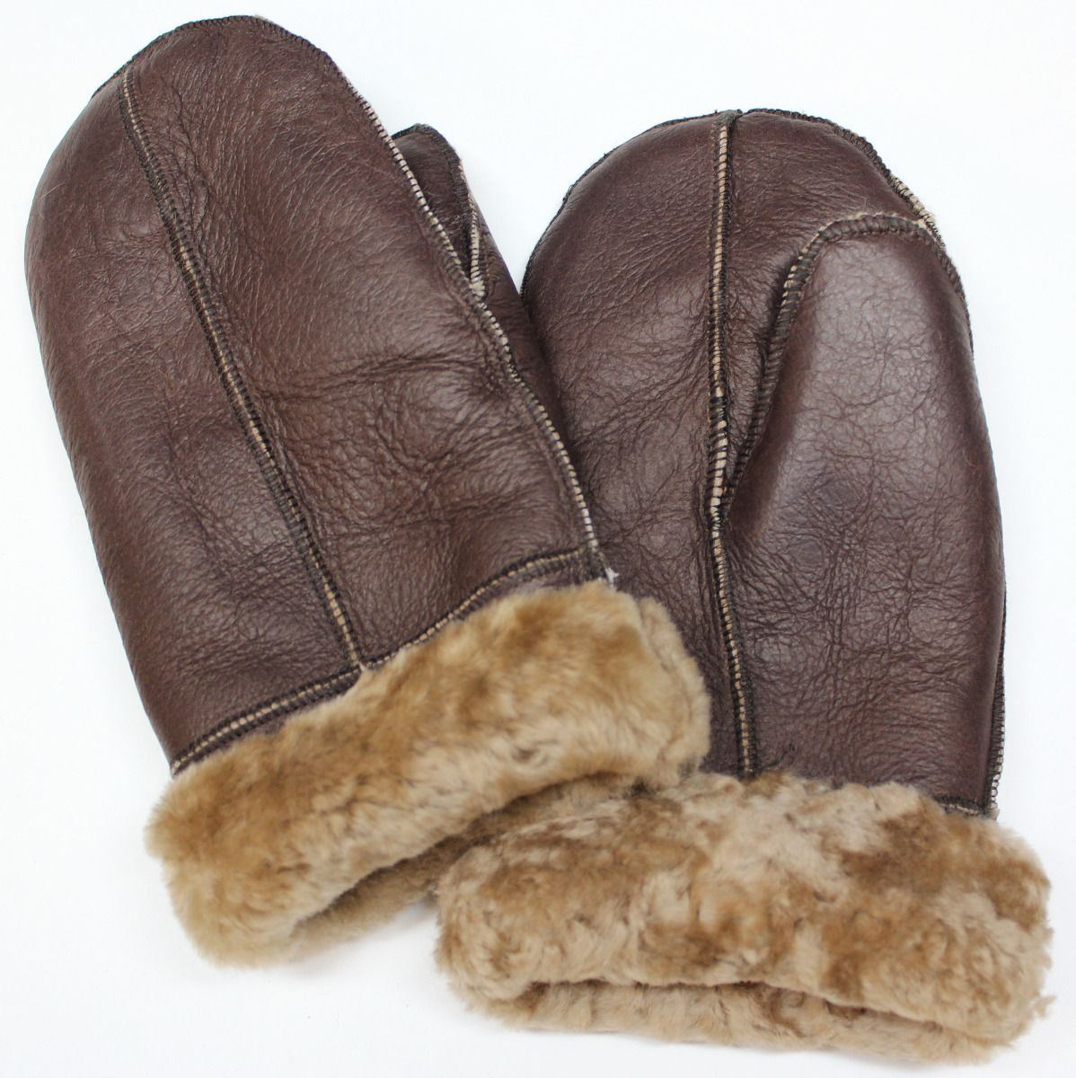 Handmade new real Leather sheepskin unisex sheepskin shearling mittens mitts gloves thick warm - Upperclass Fashions 