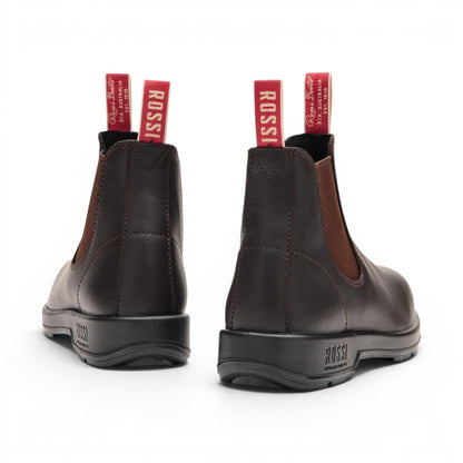Rossi 404 Claret Brown Leather Outdoor Chelsea Boots - Spinifex