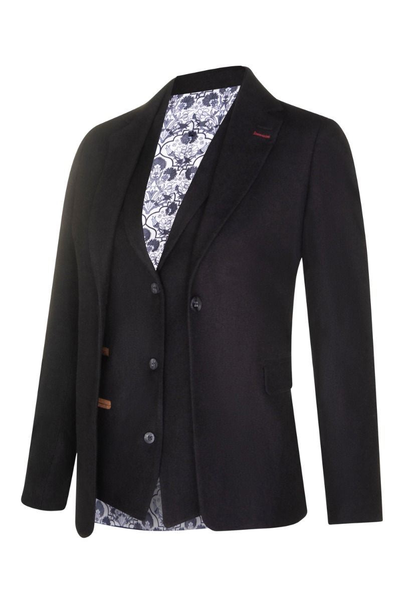 Womens 1920s Black Wool Classic Retro Vintage Blazer