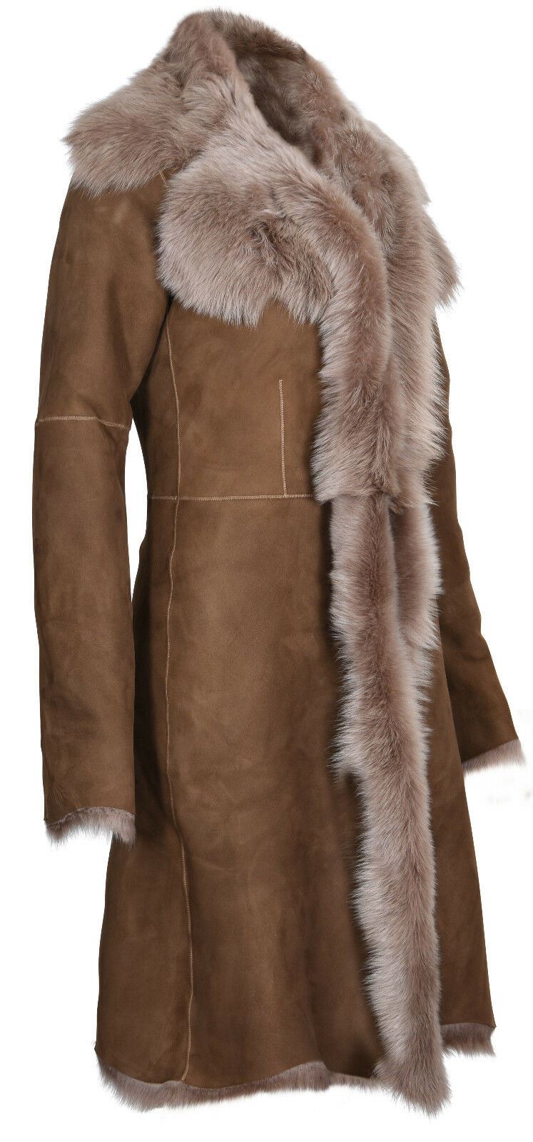 Womens Suede Toscana Sheepskin Trench Coat-Rochester