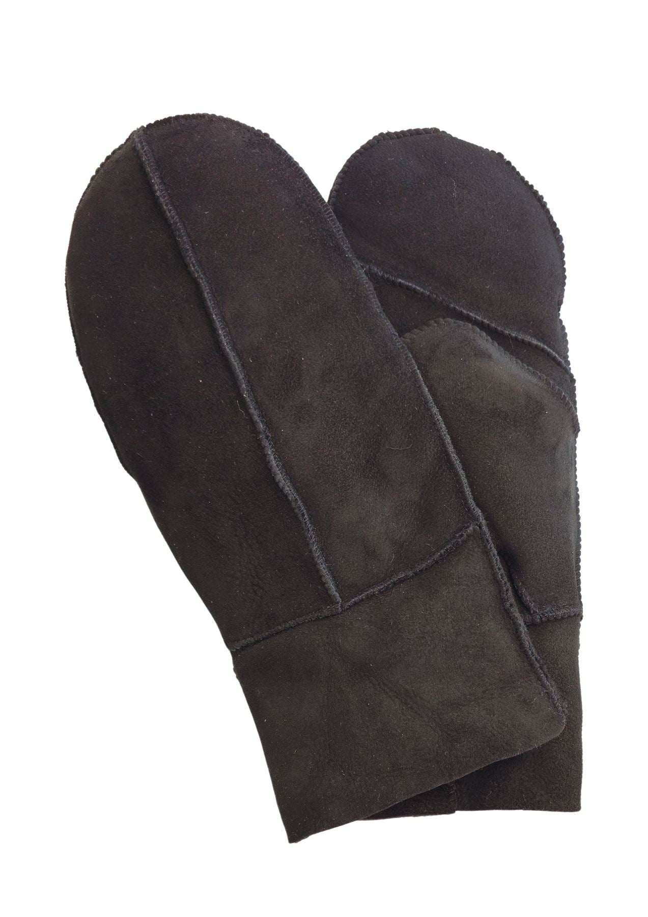 Womens Genuine Real Sheepskin Suede Mittens Warm Gloves