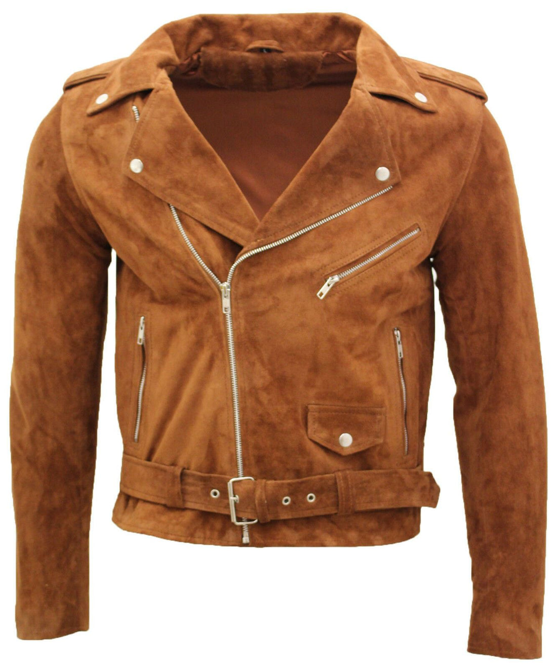 Mens Suede Leather Brando Biker Jacket-Stratford