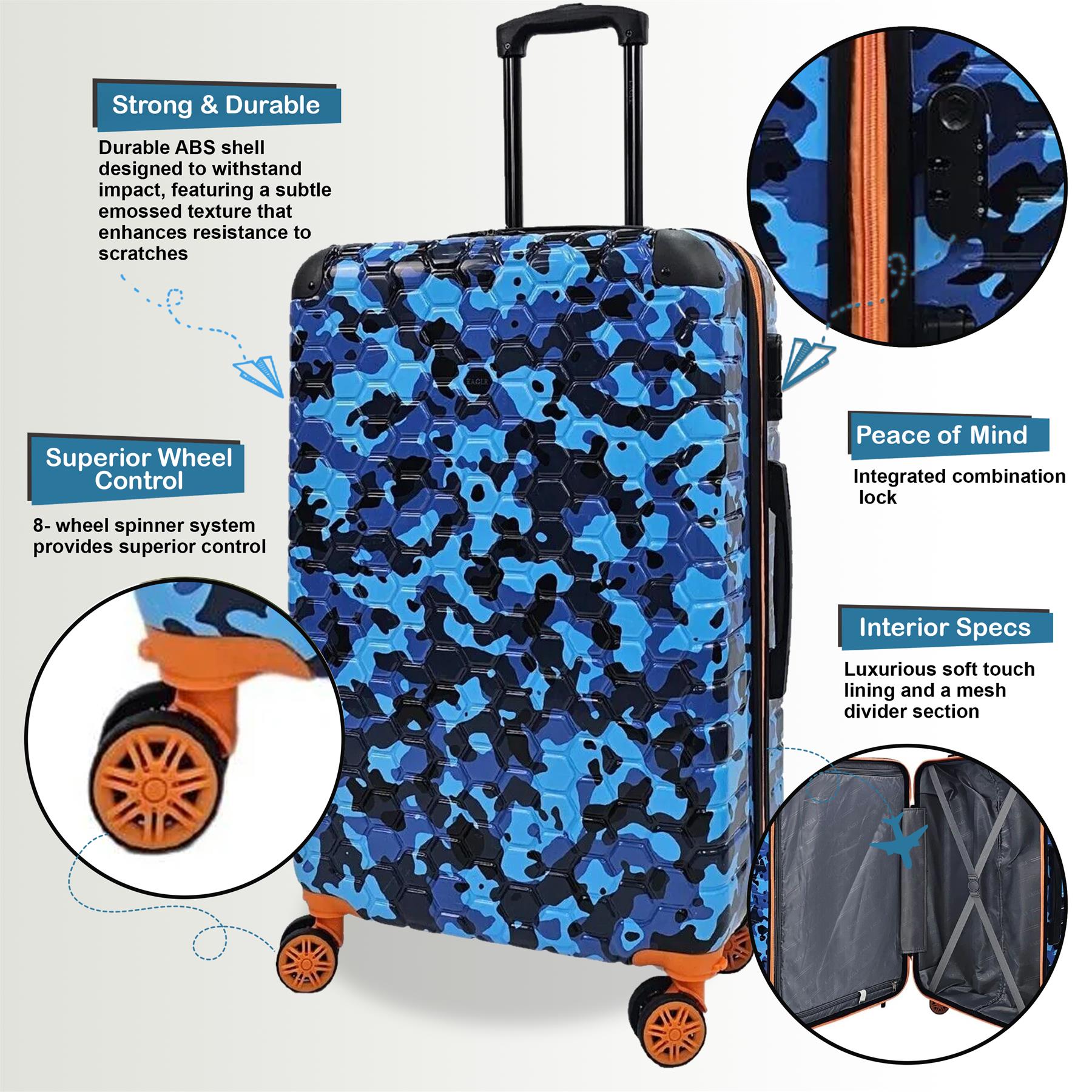 Brantley Large Hard Shell Suitcase in Blue