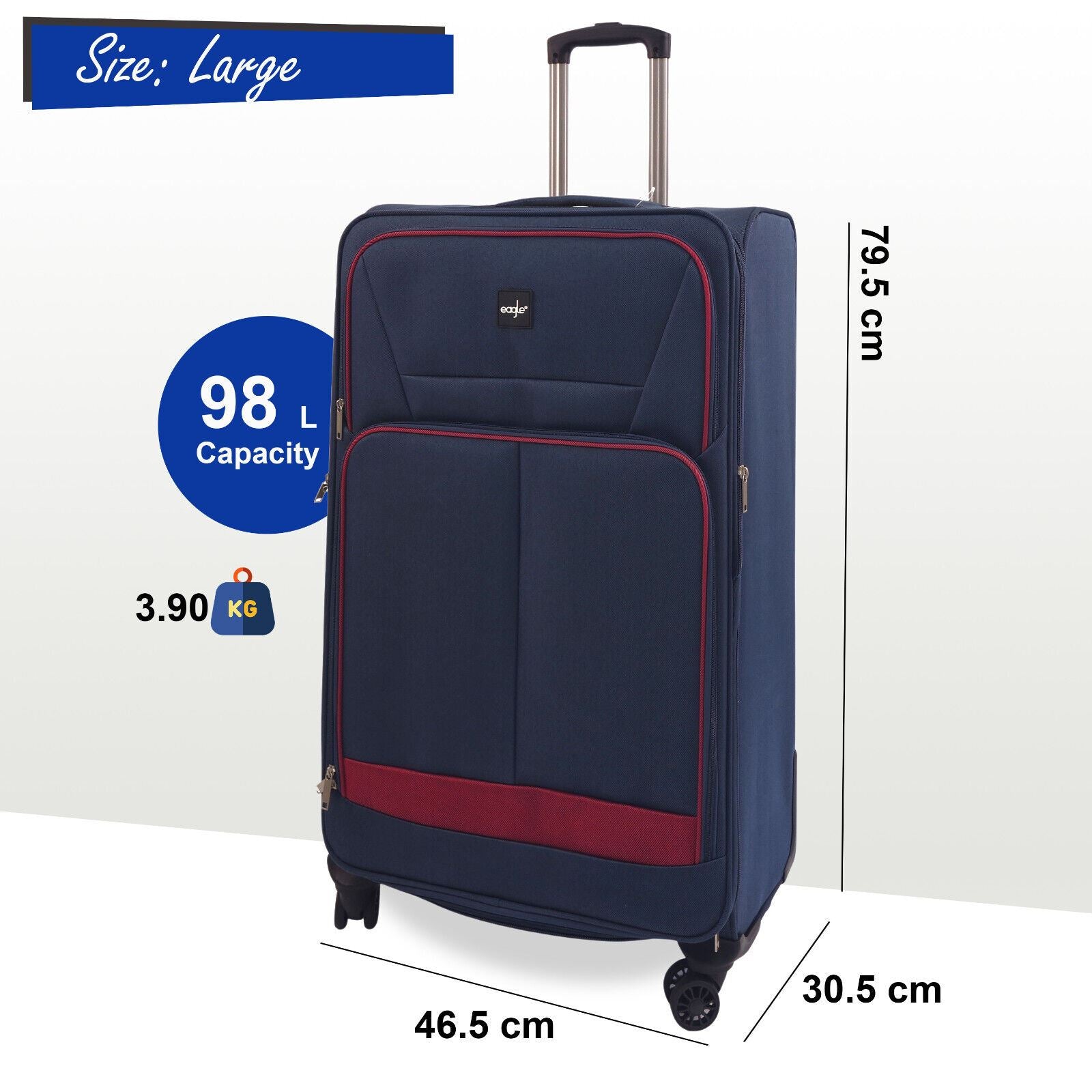Ashford Large Soft Shell Suitcase in Navy