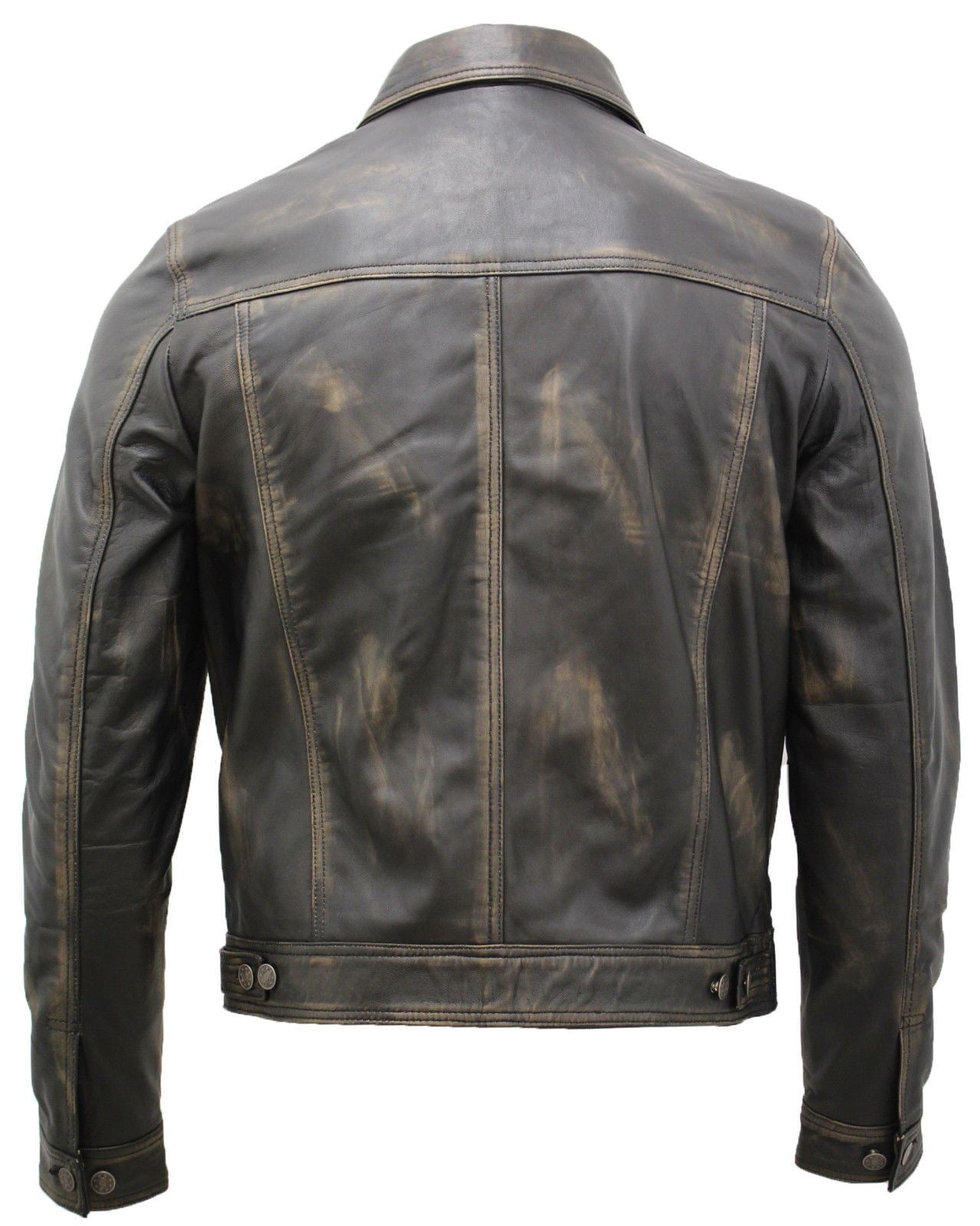 Mens Leather Trucker Jacket-Dartford
