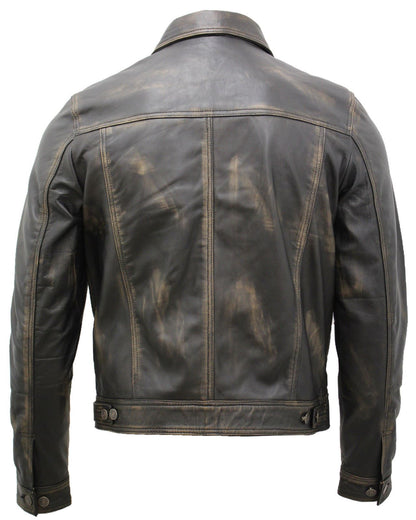 Mens Leather Trucker Jacket-Dartford