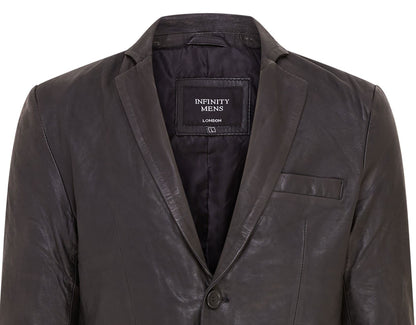 Mens Slim Leather Italian Blazer Jacket-Somero