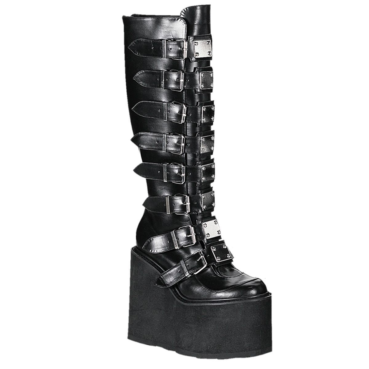 Demonia Swing 815 Black Vegan Knee-High Platform Boots
